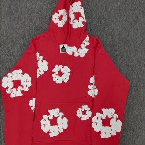 Red Floral-Print Hoodie Sweatshirt